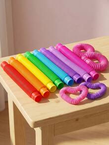 MINKOJA 10Pcs Colorful Pop Tubes Sensory Fidget Toys For Kids - Creative Stretch And Pull Pipes For Fine Motor Skills Development - Educational DIY STEM Toy Set - Multicolor - View 3