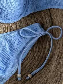Swim Chiccia 26SS 春夏沙滩度假纹理绿色钢圈聚拢比基尼两件套 - 藍色 - 查看 4