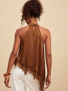 Travachic Women's Rayon Splice Halter Casual Versatile Daily Wear Top - Brown - View 2