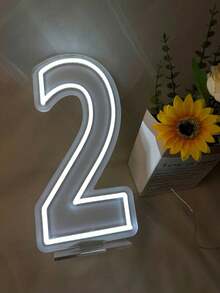 1 Paquete de Señal de Número de Luz de Neón LED, Dígito Único Blanco 0-9, Decoración de Pared Alimentada por USB, Adecuada para Cumpleaños, Aniversario, Hogar, Bar, Club, Regalo de Boda - Blanco - Ver 15