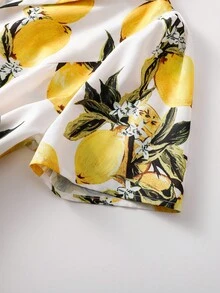 GlowEve Women's Fashion Versatile Lemon Print Button Tie Waist Short Sleeve Dress - Multicolor - View 6