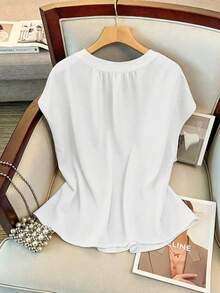 GlowEve CURVE Camiseta sin mangas de mujer talla grande, elegante, de unicolor, con cuello redondo, contraste de color y cordón ajustable - Blanco - Ver 2
