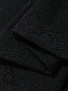 FRIFUL Kaos Wanita Kasual Longgar Berbahan Jala Transparan Warna Polos, Serbaguna untuk Musim Semi dan Musim Panas - Hitam - View 3