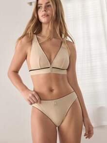 Ocili Bộ đồ lót nữ 100% cotton - Màu Khaki - Xem 5