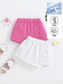 Váy denim xếp ly bồng bềnh dễ thương cho bé gái SHEIN, chất liệu co giãn cao, mềm mại thoải mái, kiểu dáng boho mùa xuân hè, điểm xuyết hoa văn. - Nhiều màu - Xem 1