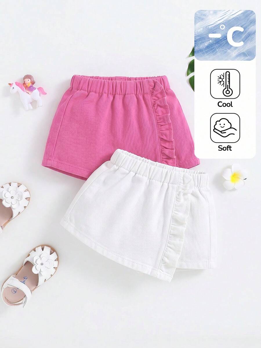 Váy denim xếp ly bồng bềnh dễ thương cho bé gái SHEIN, chất liệu co giãn cao, mềm mại thoải mái, kiểu dáng boho mùa xuân hè, điểm xuyết hoa văn. - Nhiều màu - Xem 1