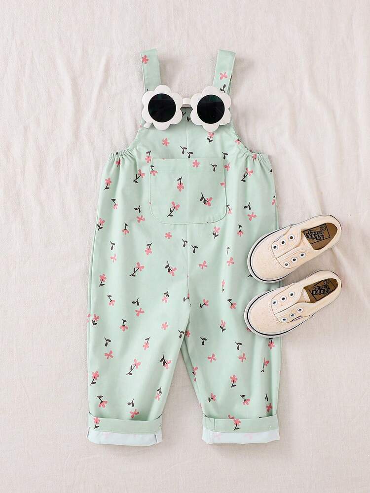 Souflis Souflis Baby Girl 0-3 Years Spring Summer New Arrival Versatile All-Match Ditsy Floral Jacquard Woven Bib Overalls Jumpsuits, Suitable For All Seasons - Multicolor - View 9