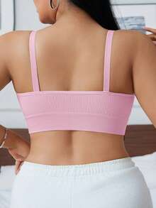 SHEIN 1 buah Baju Tidur Dalaman Wanita Ukuran Besar Tanpa Jahitan Nyaman Warna Pink Cerah untuk Musim Panas - Baby Pink - View 2