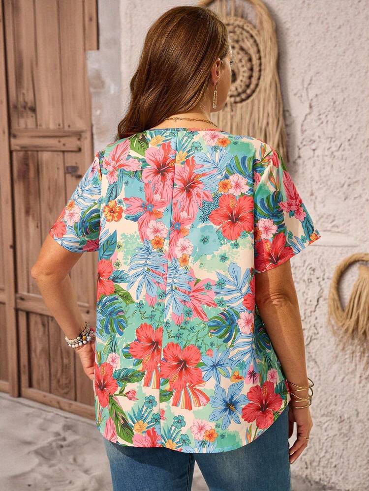 Plus Size V-Neck Ruched Summer Short Sleeve Casual Solid Dressy Top,Country Casual Vacation Outfits Woman,Simple And Fashionable For Everyday Wear,Summer Tops Women,Summer Outfits For Women Plus Size Summer Blouse Tropical Tops Plus Size Plus Size Summer Shirts Plus Size Women Clothes Blouse For Women Plus Size