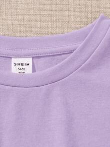 3pcs/Set Tween Girls' Solid Color Round Neck Fitted Cropped Twist Knit Casual T-Shirts - Multicolor - View 4