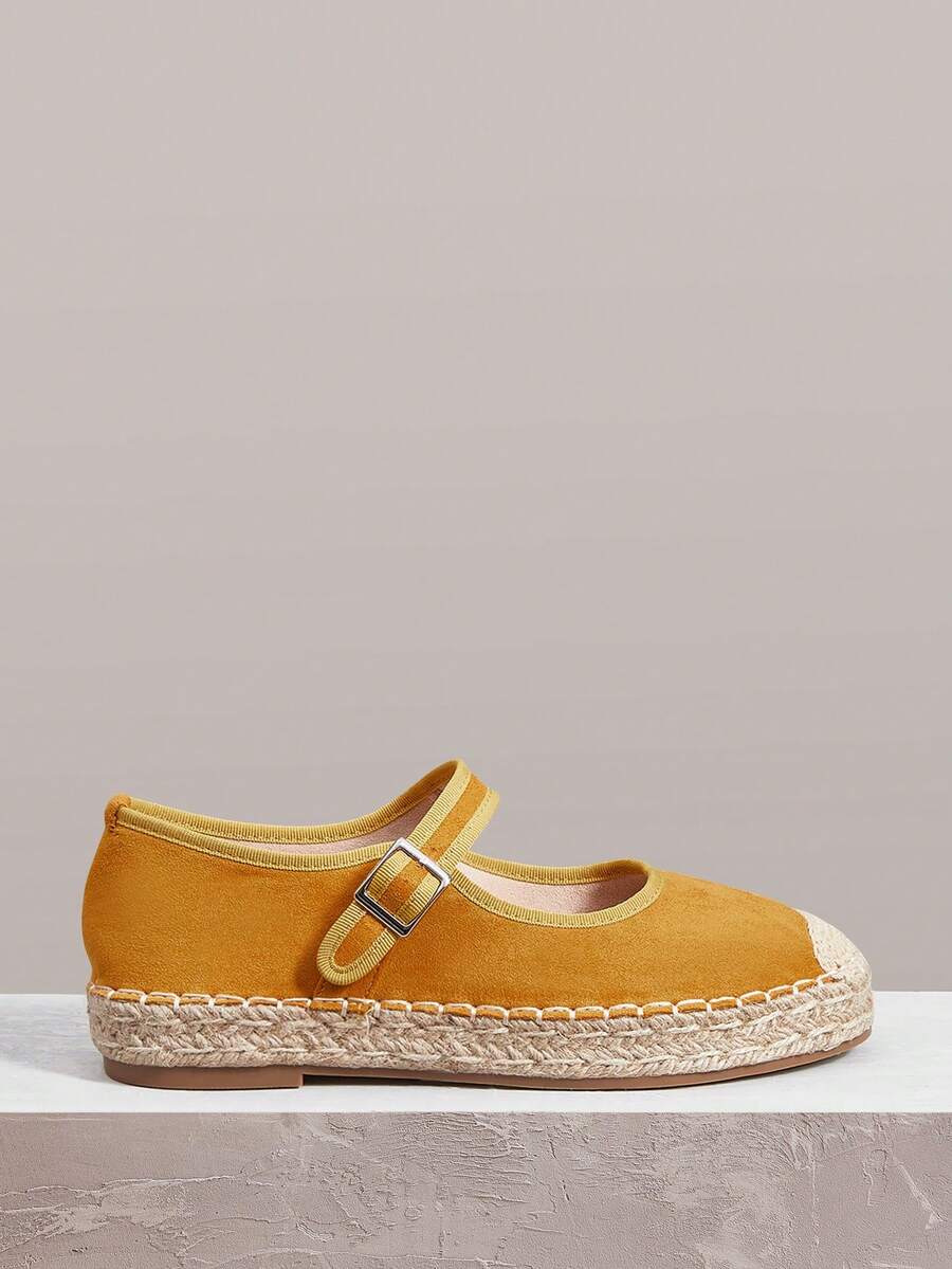 Styleloop Ladies Slouchy Woven Fisherman Shoes Suede With Buckle Versatile Outdoor Walking Commuter Office Ladies Flat Shoes - Mustard Yellow - View 1