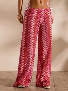 Opulessa Women's Vacation Casual Striped Cover-Up & Pants Set - Multicolor - View 4