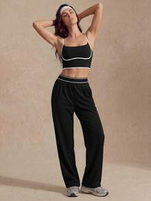 Easithlete Pantalon de sport casual long pour femmes - Noir - Voir 7
