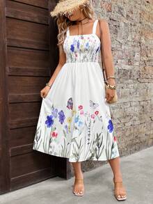 Breezaya Robe fleurie élégante, confortable et à la mode grande taille pour les vacances - Multicolore - Voir 4