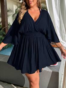 Swim Vcay 2026 Nuovo Abito Kaftan Elegante Ampio E Comodo Per Donne Taglie Forti Per L'Estate - Blu Navy - Visualizzare 3