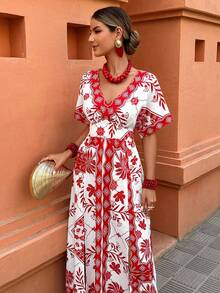 Selianne Đầm nữ in họa tiết, size tiêu chuẩn, thích hợp mặc đi nghỉ mát/thường ngày, hàng mới về mùa xuân/hè. - Nhiều màu - Xem 5