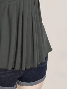 SHEIN ICON 大码女式黑色扭结前襟无袖娃娃衫针织上衣，Y2K风格返校夏季服装，可爱上衣 - 灰色 - 查看 7