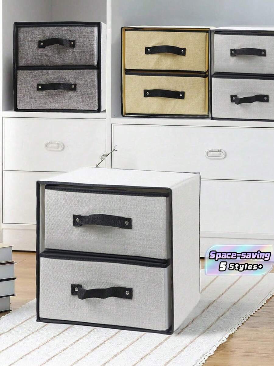 2-Drawer Fabric Storage Organizer For Underwear Socks Bras, Linen Closet & Dresser Drawer Insert, White Collapsible Bin For Bedroom Clothing Decor Must Have - Multicolor - View 1