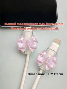 2 cái bảo vệ cáp nơ hồng cho Type-C, nơ nhựa dễ thương bảo vệ cáp sạc, chống đứt, phụ kiện điện thoại thời trang bền bỉ để sạc & bảo vệ dữ liệu, quà tặng hoàn hảo cho cô ấy, phụ kiện công nghệ Giáng sinh & du lịch - Nhiều màu - Xem 3