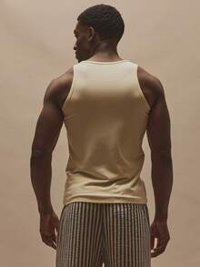 Musero Fitted Crew Neck Casual Tank Top Vest Everday Sleeveless Top Spring Summer Essentials Holiday - Beige - View 4