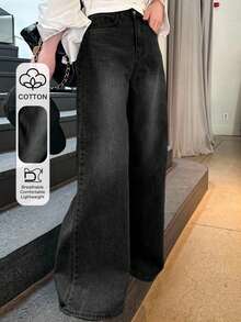 Dazy Tall Women's Loose Wide Leg Jeans, Casual Street Style - Black - View 1