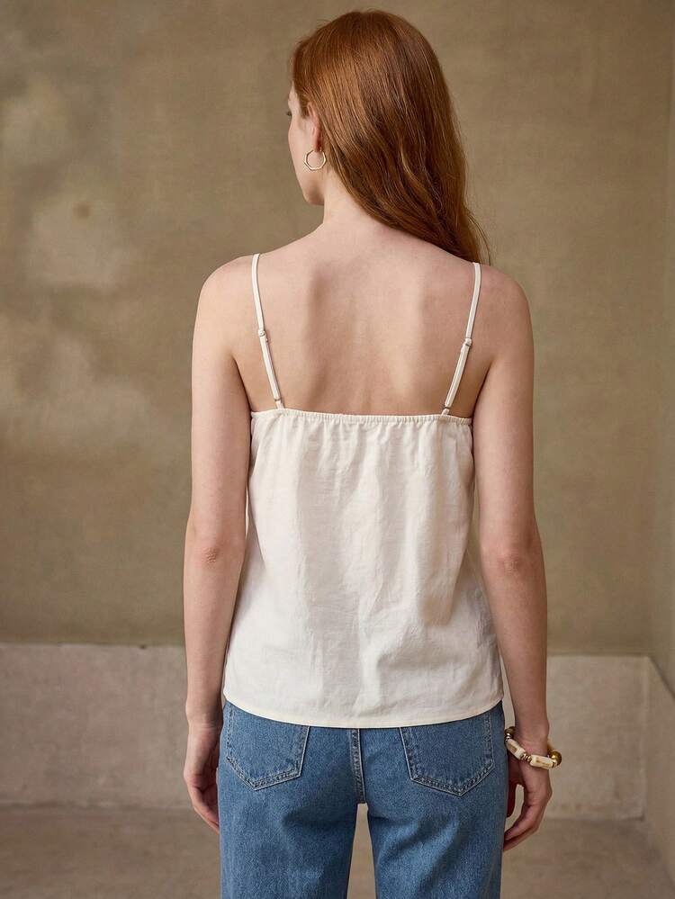 LINEN CONTRAST LACE CAMI TOP