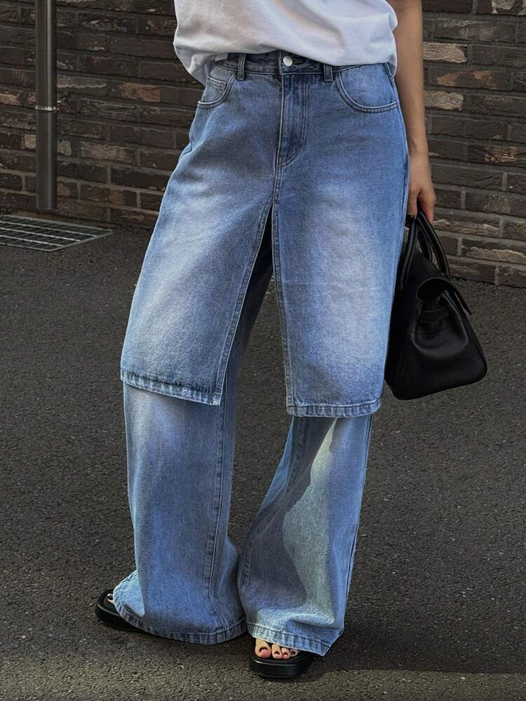 Women's Casual Fashion Street Loose Wide-Leg Jeans