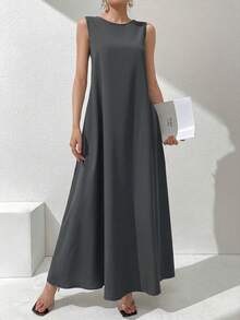 Al Najma Vestido sin mangas de unicolor con estilo árabe para mujer - Multicolor - Ver 4