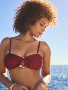 Aralina SHINE SHELL U DETAIL BANDEAU BIKINI SET - Burgundy - View 6