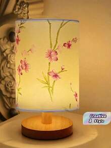 1 Đèn ngủ trang trí, Đèn ngủ in vải sáng tạo, Đèn trang trí phòng ngủ, Đèn bàn cho phòng học/bàn làm việc, Đèn LED - Màu be - Xem 1