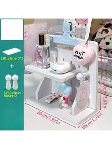 Madebyblanc 1 pieza Estante de almacenamiento de escritorio mini perforado y de moda - Estante de almacenamiento de escritorio DIY, un estante de almacenamiento lindo adecuado para niñas, apropiado para decoración en dormitorios, oficinas y dormitorios - Multicolor - Ver 4
