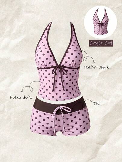Elavelle Áo bikini hai dây buộc nơ in họa tiết ngẫu nhiên dành cho nữ, thích hợp cho mùa xuân/hè.