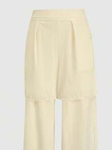 SHEIN Franclia Bộ đồ nữ thanh lịch, thoải mái, gồm áo và quần dây buộc vạt lệch, màu mơ, thích hợp cho các dịp dạ hội, xuân/hè, đi biển, tiệc sang trọng, thường ngày, dự đám cưới, dạ hội cao cấp, kỳ nghỉ, lễ tốt nghiệp, sinh nhật, kỳ nghỉ hè, đi làm. - Màu be - Xem 5