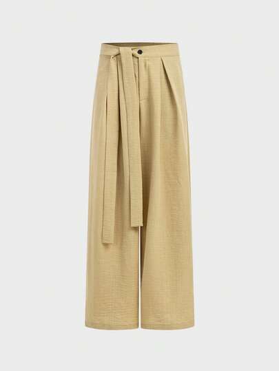 AXEPEAK Men's Solid Color Knotted Waist Wide Leg Loose Pants