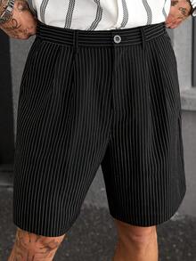 Manfinity CasualCool Quần đùi Bermuda nam màu đen sọc, dáng rộng, thoải mái. - màu đen - Xem 6