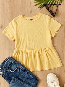 Camiseta de mujer sencilla y casual de punto de color café - amarillo ganso - Ver 3