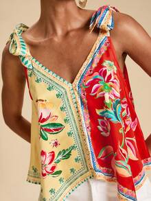 Travachic Women's Vacation Casual Colorblock Floral Print Tank Top,Summer Top - Multicolor - View 1