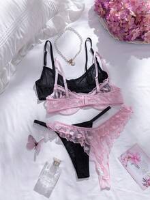 PetitDoll 4pcs Red Sexy Sheer Lingerie Set - Multicolor - View 2