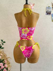Soleia Women's Floral Print Swimwear Set For Beach Vacation - Multicolor - View 2
