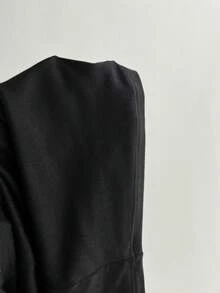 Elamini Vestido ajustado de manga corta con cuello polo, combinación de encaje y contraste de color negro y blanco 2 en 1, estilo elegante y retro, adecuado para la temporada de graduación, estilo escolar, uso diario y oficina, color negro - Negro - Ver 7
