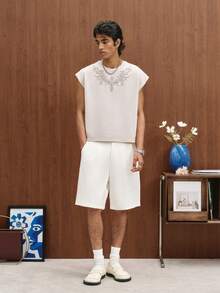 PAVTROS Men's White Casual Shorts, Fashionable Versatile Minimalist Design, Holiday - White - View 3