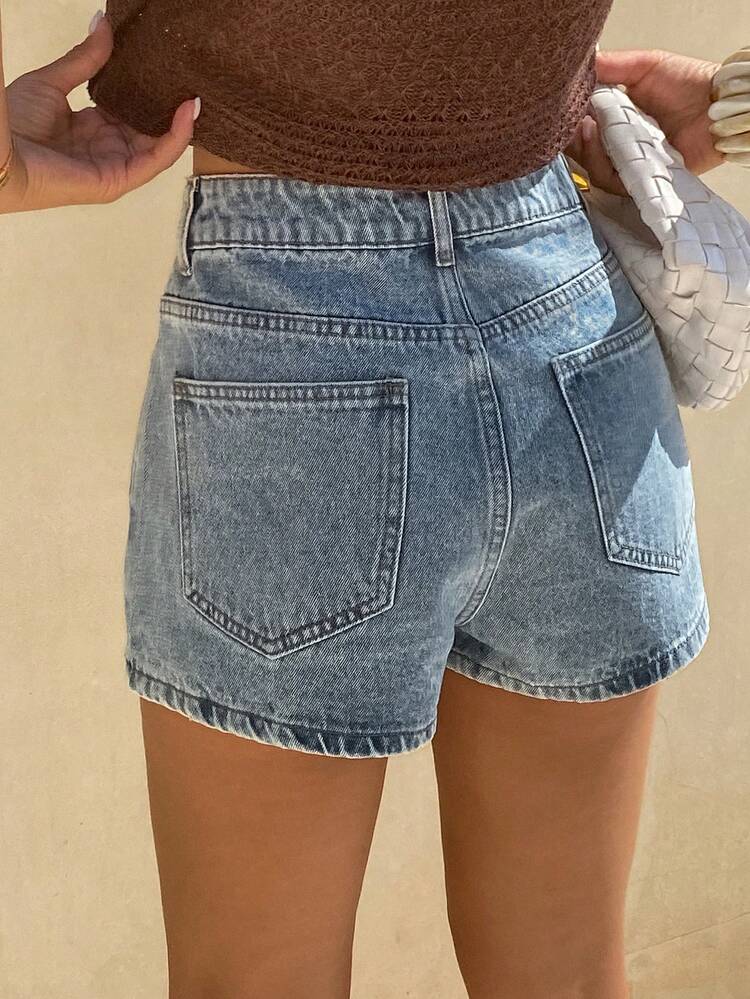 Striped Shiny Straight Leg Casual Shorts, Summer Women Denim Shorts Vacation Outfits Women