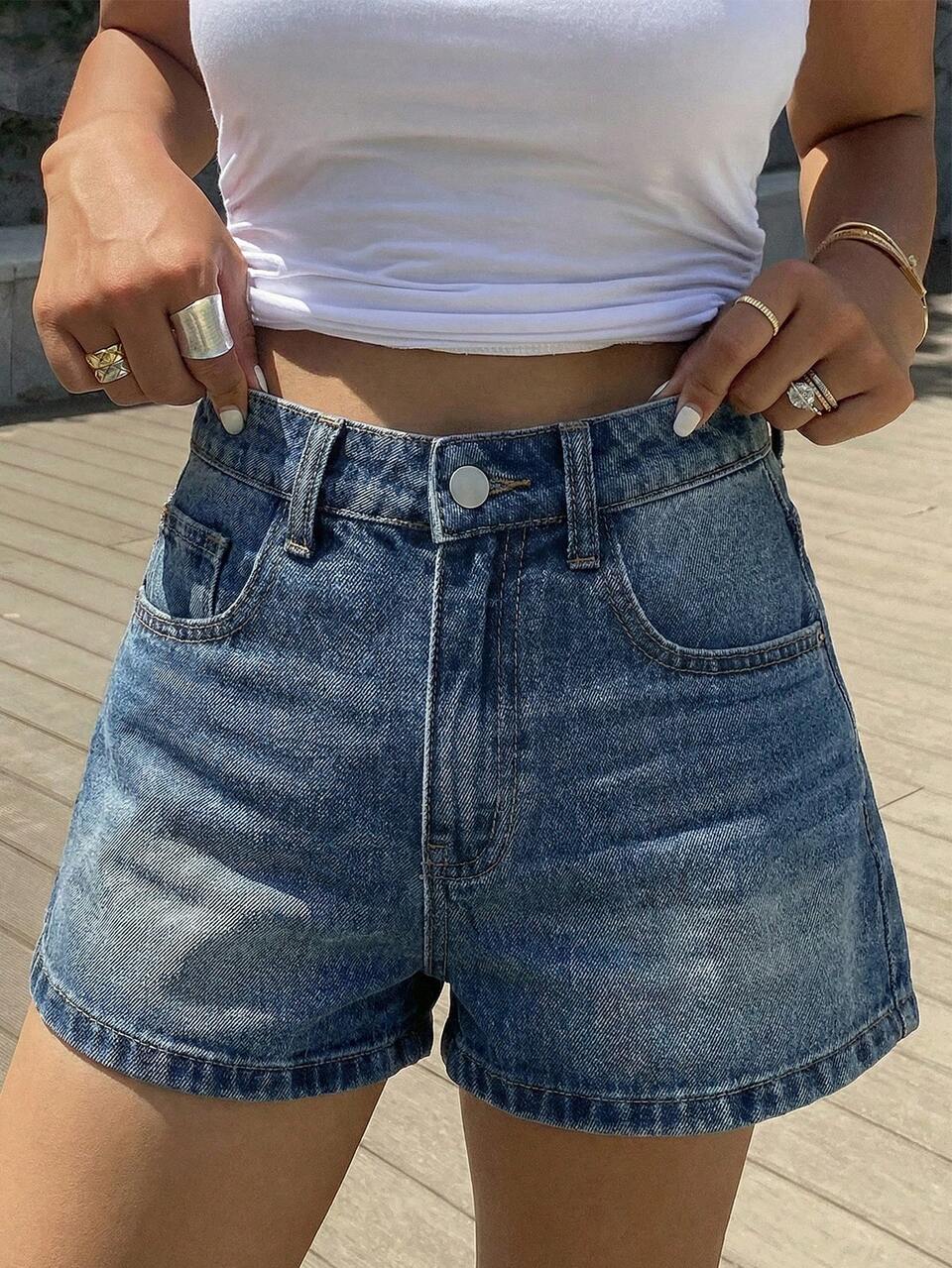 Women's Straight Leg Jeans With Star Pocket Decoration, Casual Streetwear Street Style Y2k Vacation Light Blue Summer