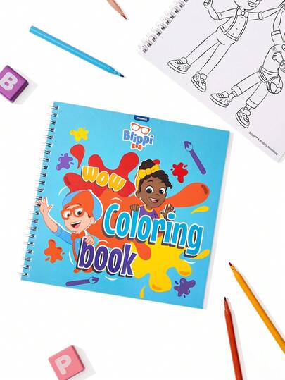 Blippi X SHEIN Sách tô màu graffiti 20 trang, sách tô màu sáng tạo vẽ tay, sách tô màu graffiti khai sáng bằng bút marker