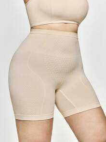 SHAPORA Plus High Waisted Shapewear Shorts - Beige - View 5