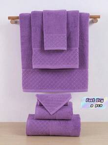 3 Pure Cotton Solid Color Face Towels, Lightweight And Breathable, With 100% Cotton Buckle. Suitable For Bathrooms, Gyms, Travel, Gifts, Beauty Salons, Sports, Outdoor Activities, Schools, And Home Essentials. - Purple - View 2