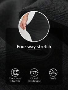 Pantalones vaqueros de pierna ancha, estilo casual deportivo, con elástico para mujer - Gris Oscuro - Ver 6