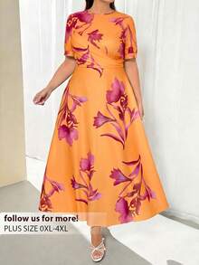 Firerie Spring & Summer Green Tie-Dye Tie Dye Pattern Elegant Maxi Dress With Puff Sleeves, Suitable For Graduation, Renaissance Fair - Orange - View 9