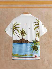HIMLAND Áo sơ mi nam Manfinity VCAY dáng rộng họa tiết jacquard cây dừa, tay ngắn, phong cách thường ngày, làm quà tặng bạn trai, đi du lịch, đi biển, quà tặng Ngày của Cha - Nhiều màu - Xem 2
