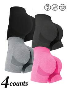 Velisys Velisys 4件套女士纯色针织高腰弹力瑜伽、跑步、骑行、健身、户外休闲紧身裤，黑色、浅灰色、粉色可选，无缝设计，适合瑜伽、跑步、骑行、健身、户外运动等，新品热销，春、夏、秋、冬四季皆宜。 - 彩色 - 查看 1